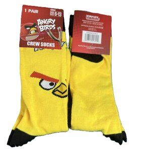 NWT- ANGRY BIRDS YELLOW AND BLACK CREW SOCKS